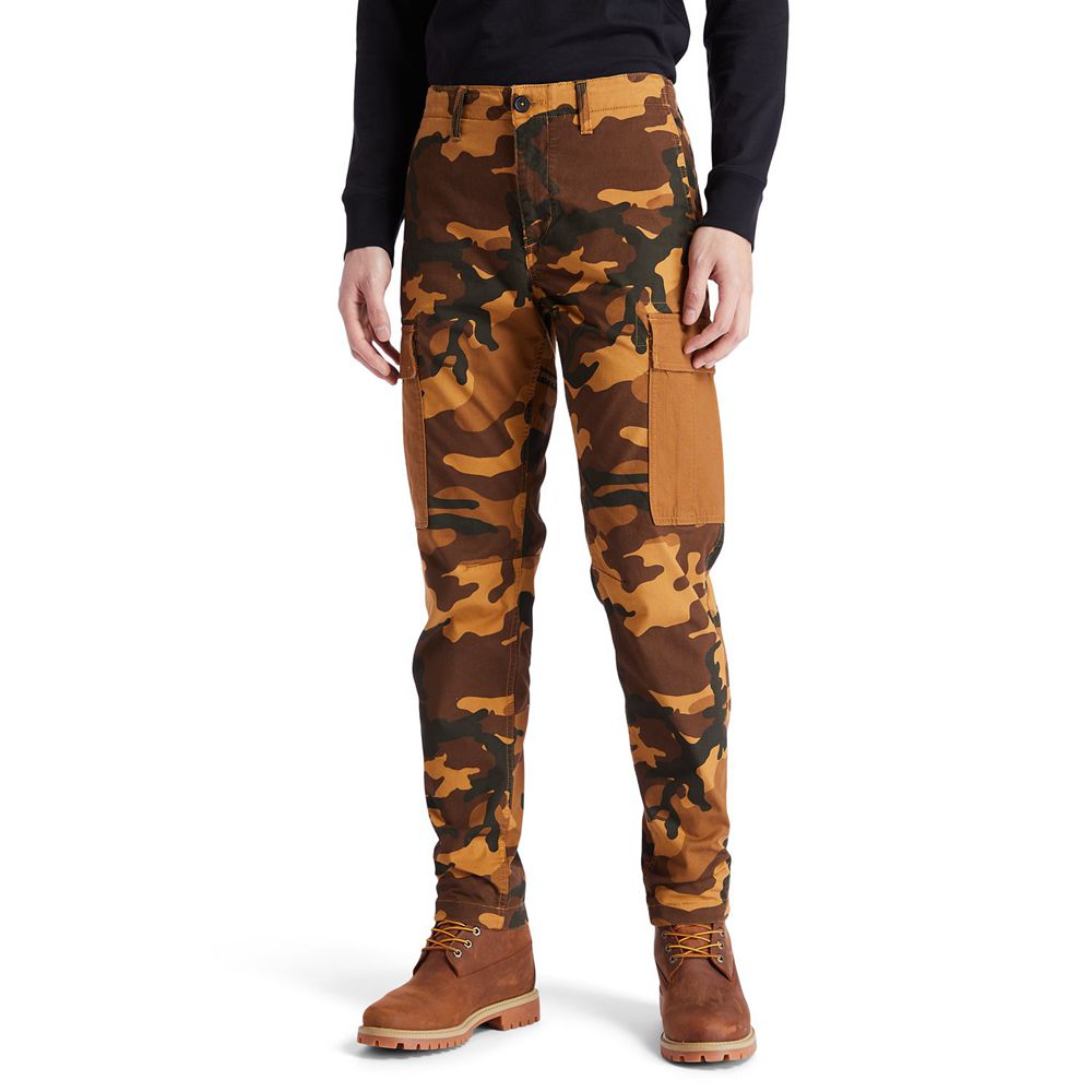 Pantalones Timberland Argentina Hombre - Lovell Lake Slim Tapered Camo Cargo - Marrones - ZGDBNV-258